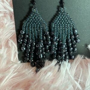 Elegant Black Beaded Earrings